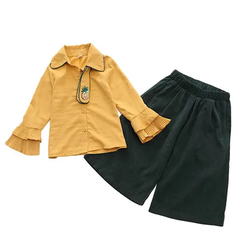 Kids Clothes Autumn Fashion Embroidery Shirt+Wide-leg Pants 2 Pcs Sets Girl Outfits Girls Clothes 8 Years Boutique Kids Clothing7