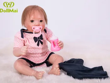 

DollMai 50cm Soft Silicone Doll Reborn Baby 20" Toy For Girls Newborn Girl Baby Birthday Gift For Child bebes reborn