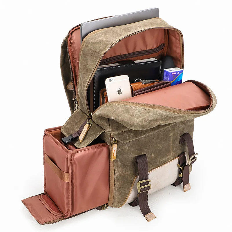 Atinfor Водонепроницаемый холст Винтаж путешествия рюкзак Для мужчин большой рюкзак Камера сумка для ноутбука Bagpack