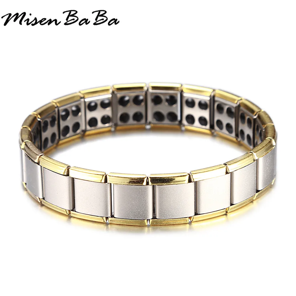 Серебряный, золотой цвет, нержавеющая сталь, энергетический баланс здоровья, квадратная эластичная цепочка, магнитный браслет и браслеты для мужчин и женщин, ювелирные изделия