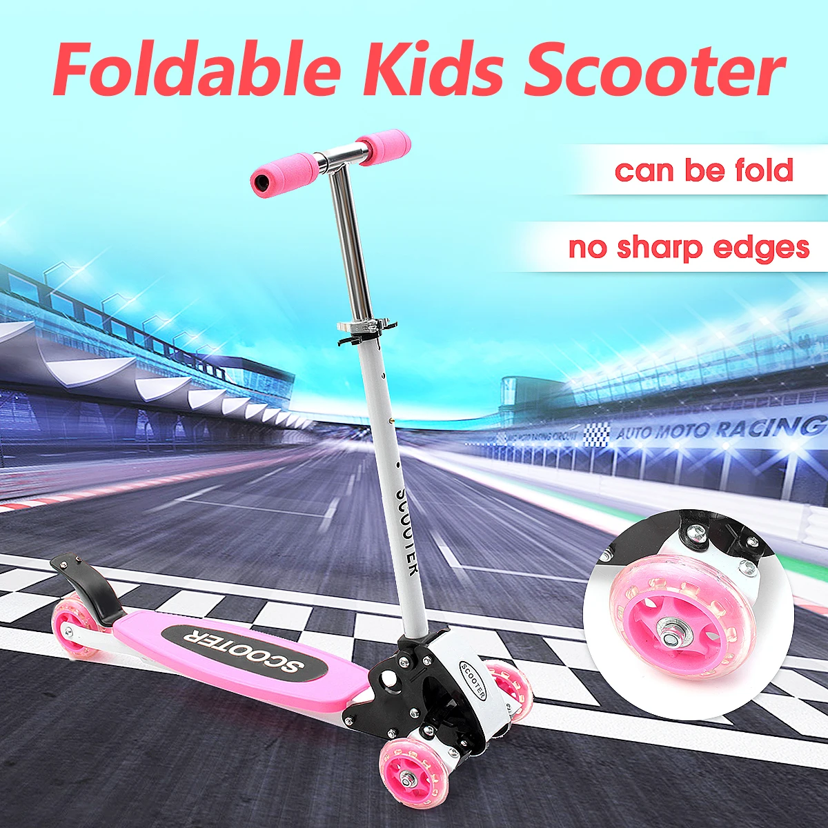 

Adjustable 3 Wheel Push Scooter Unisex Outdoor Exercise Kids Children Playing Toy Foldable Scooter 70x14x80cm For Birthday Gift