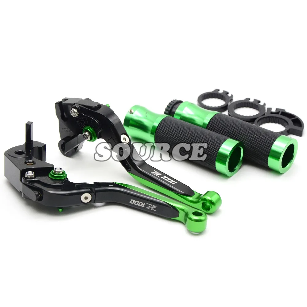 

Motorcycle CNC Pivot Adjustable foldable Brake Clutch Levers AND Handlebar Grip For KAWASAKI Z1000 2007-2016 08 09 10 11 12