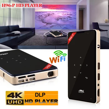

Android poche 4 k Projecteur H96-P Android 7.1 2.4g/5.8g Double Wifi S905X 2g/ 16 gb BT 4.1 PK H96-P DLP mini projecteur tv box