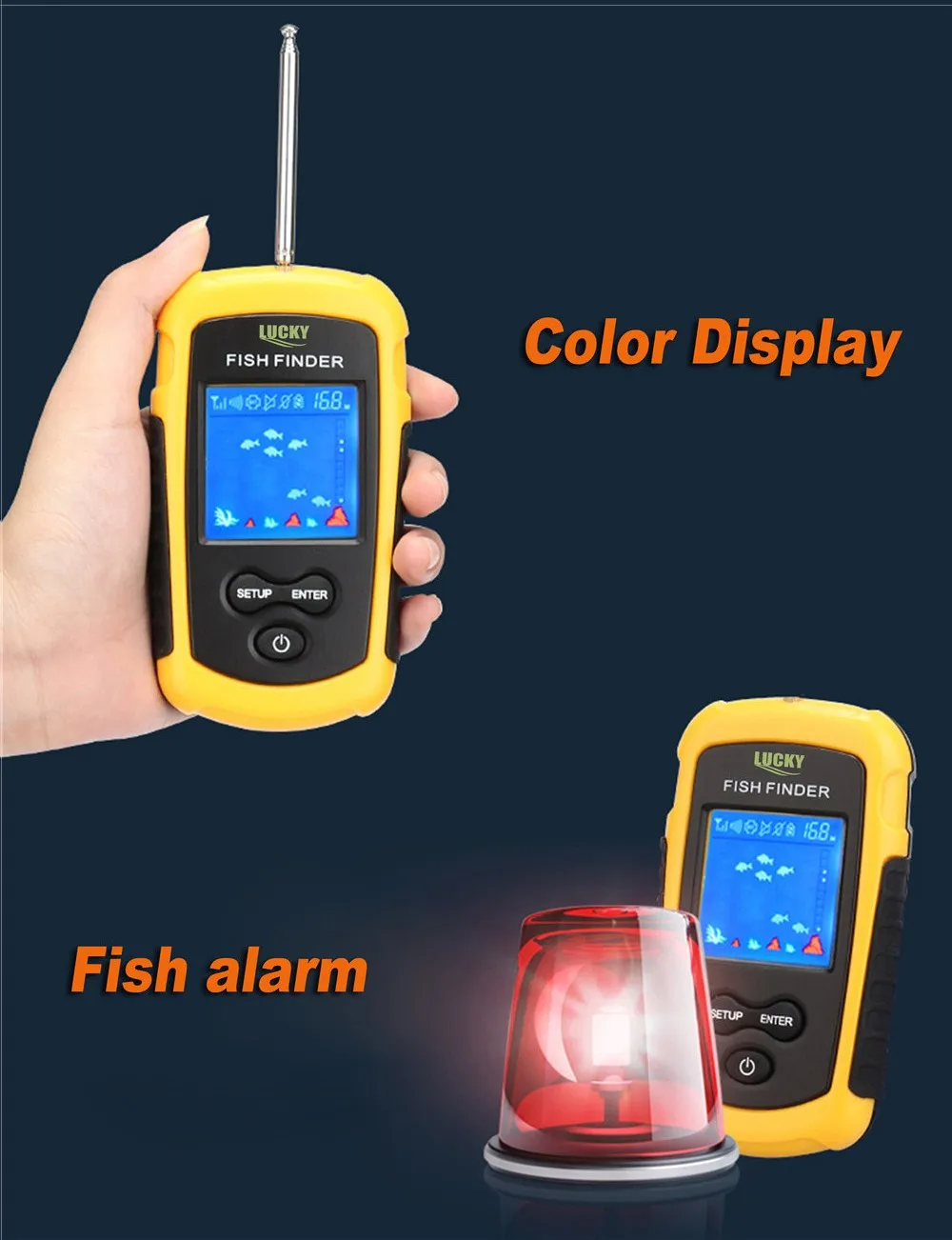 Lucky Fish Finder Sonar for Fishing Echo Sounder Sonar Sensor LCD 120M Depth Sounder Wireless Fish Finder Detector Ice Fishing finder (11)