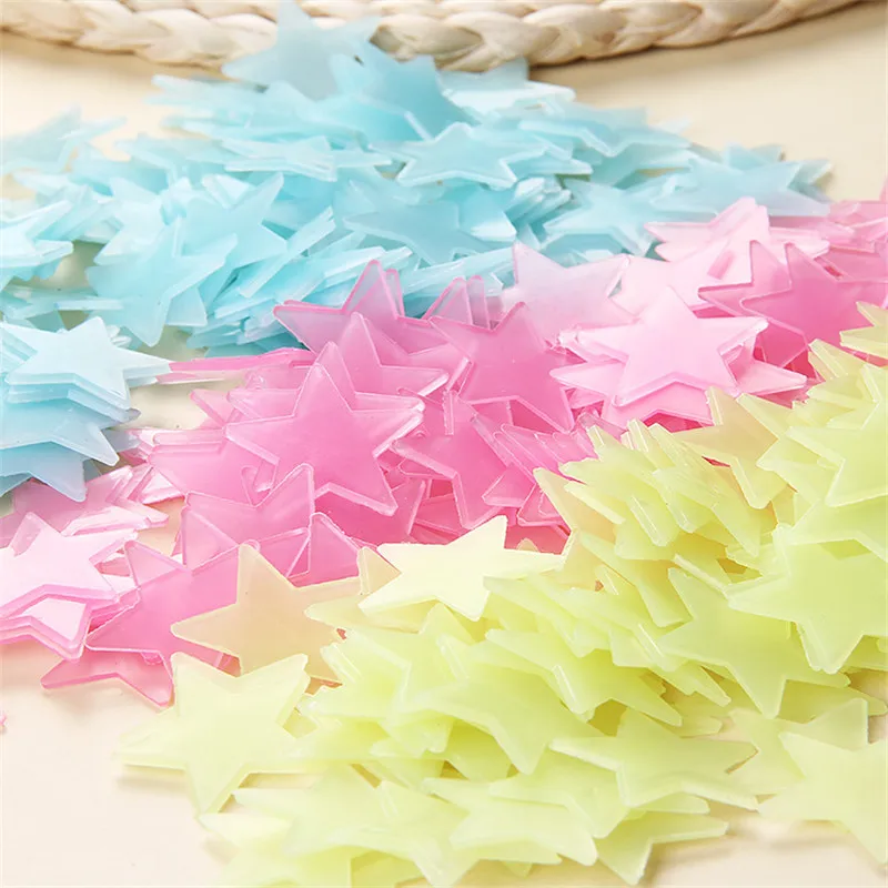 

100Pcs Stars Luminous Wall Stickers Home Glow In The Dark Stars For Kids Fluorescent Stickers Decoration