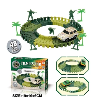 

New sale Military Glow Racing Track Set Track Car Flexible Glowing Tracks Toy 48/96 Race Track With Retail Box