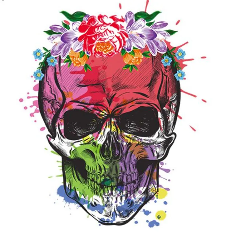 

Fashion PVC Patch color skull deal with it Clothes Heat Transfer Printing T shirt iron on patches for clothing men Stickers