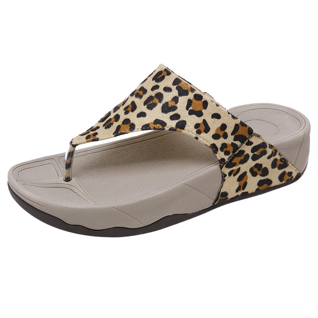 

Women Open Toe Breathable Thick Bottom Beach Sandals Casual Flip Flops Shoes fashion Leopard Gladiator Roman Flat Shoes M ar 10