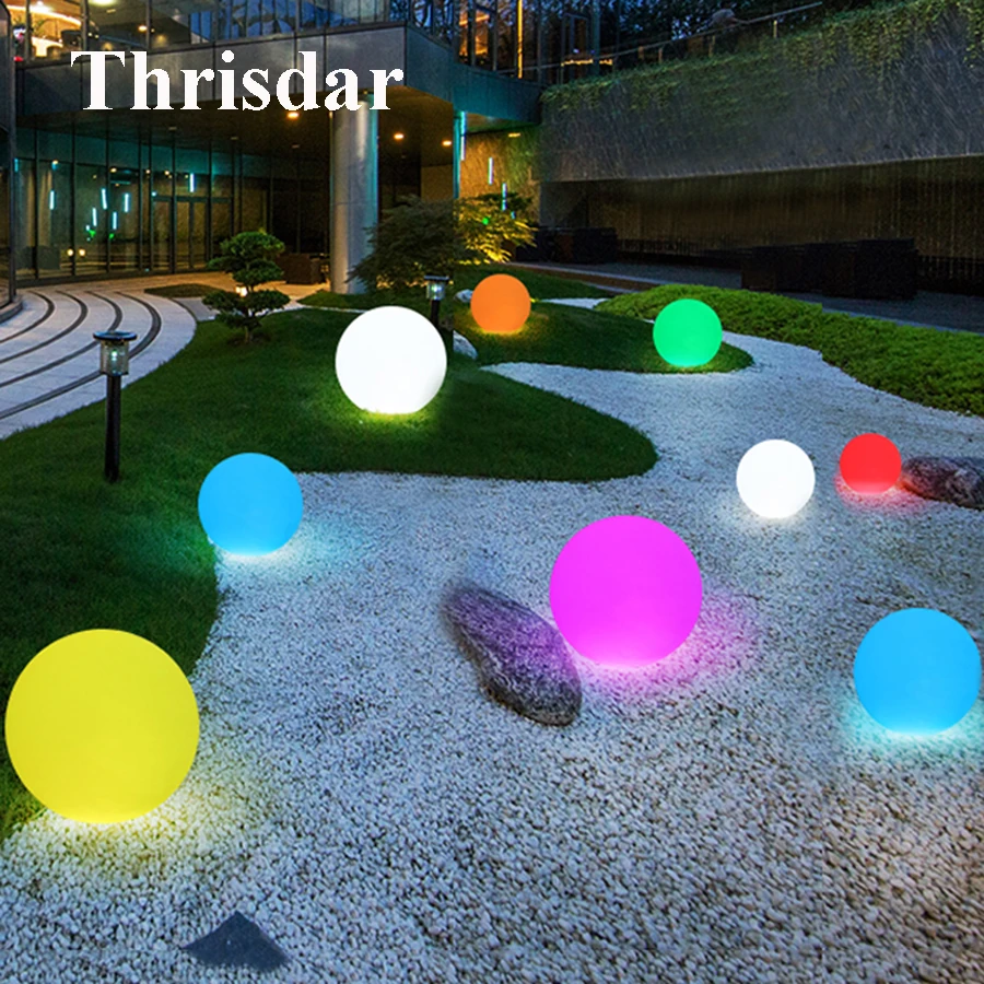 

Thrisdar 16 Color IP68 Globe Ball Garden Landscape Lawn Pathway Deck Light Remote Control LED Swimming Pool Floating Ball Light