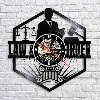 

Courtroom Decor Scales of Justice Lawyer Office Attorney Wall Clock Vintage Vinyl Record Wall Clock Best Gift For Lawyer