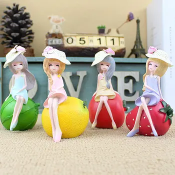 

Creative Cute Cartoon Fruit Girls Figurines Resin Piggy Bank Crafts Modern Simple Living Room Decorations Fashion Student Gifts