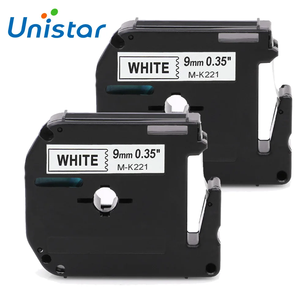 Unistar 2pcs Compatible Brother P touch M Tape M221 M K221 MK221 Black