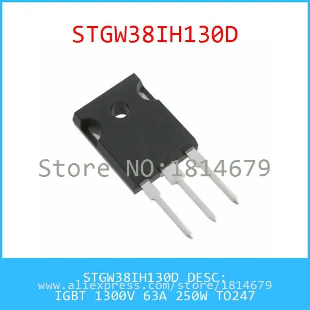 1 Шт./лот STGW38IH130D IGBT 1300 В 63A 250 Вт TO247 38IH130 STGW38IH130|igbt snubber|igbt welderigbt description |