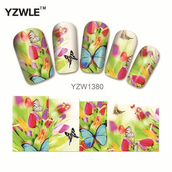 YZWLE 1 Sheet Chic Flower Nail Art Water Decals Transfer Stickers Splendid Water Decals Sticker(YZW-1380)