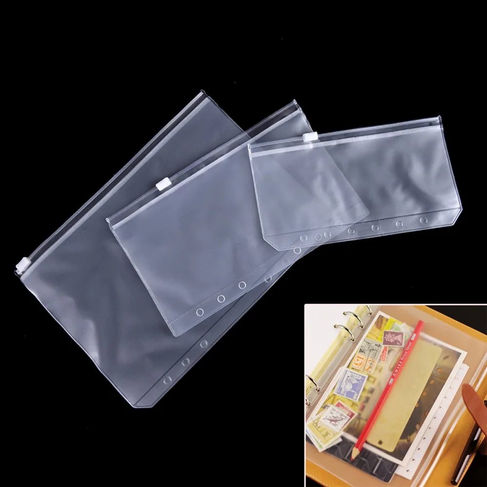 

Transparent PVC Storage Card Bag for Traveler Notebook Diary Planner Zipper Bag Filing Products A5/A6/A7