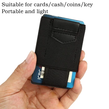 

Elastic Belt Fixed Front Pocket Package Cash Coins Keys Slim Wallet 15 Card Holders For Men&Women