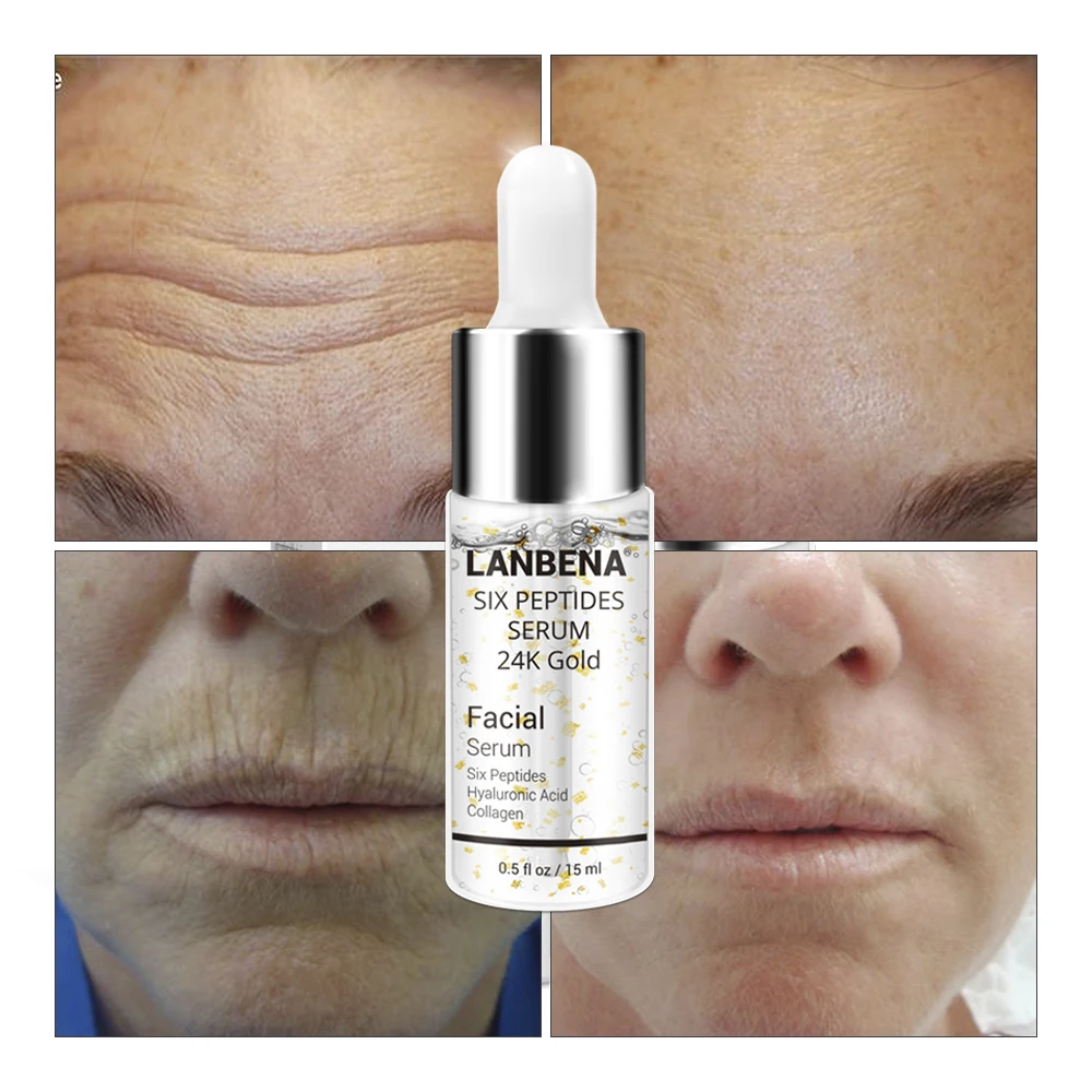 LANBENA 24K Gold Six Peptides Serum Face Cream Anti-Aging Wrinkle Lift Firming Whitening Moisturizing Acne Treatment Skin Care
