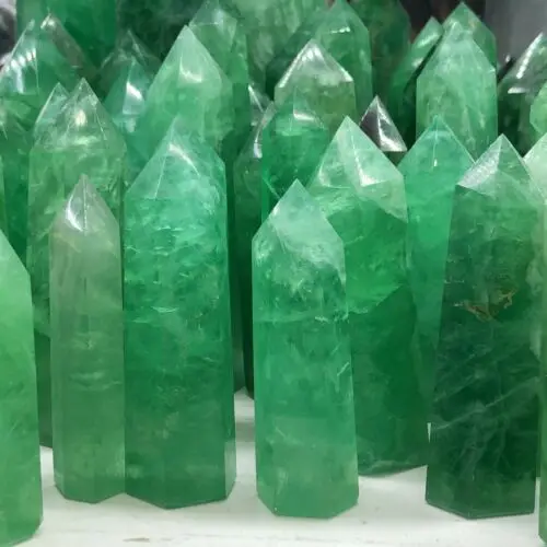 

1000G Natural Green Fluorite Crystal Obelisk Quartz Point Specimen Healing Collection