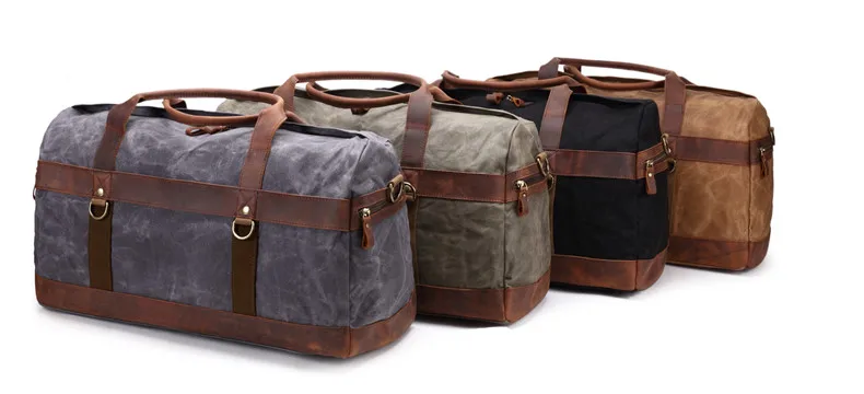 FARBANZEIGE der wasserdichten Weekender-Tasche aus gewachstem Segeltuch von Woosir