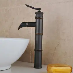 Европейский водопад Кухня кран античная латунь Bamboo Blackoil втирают смеситель Высокая Одной ручкой отверстие Смесители воды