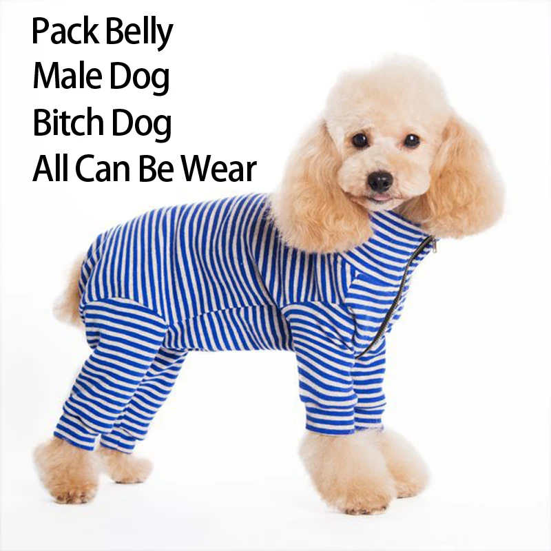 Зимняя одежда для собак, полосатый комбинезон с принтом, свитер для щенка, куртка на молнии, высокая Пижама с воротником для маленьких собак, бархатное пальто