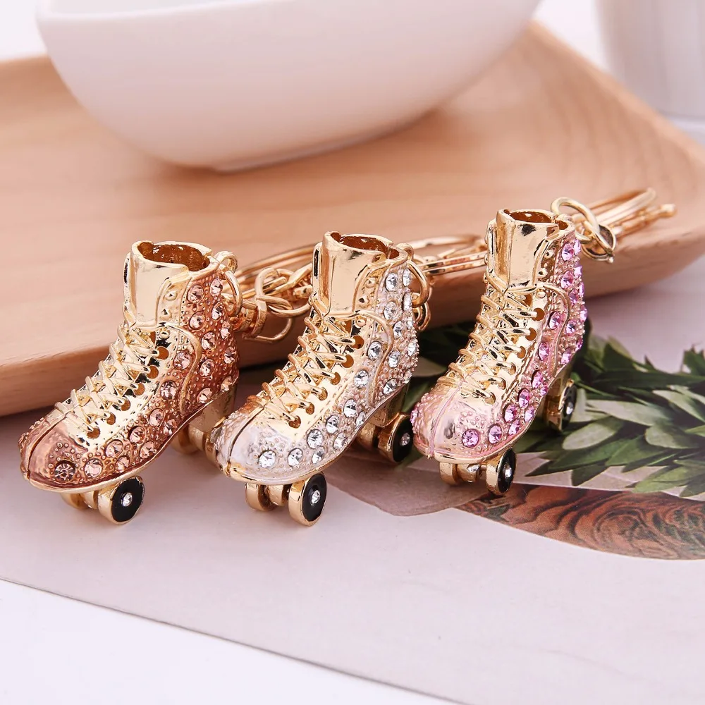 

Fashion Rhinestone Crystal Roller skating shoes Keychains for Women's bags Decoration Car keyrings Pendants Accessories Jewelr