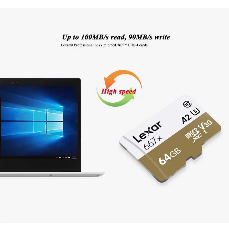 Original Lexar Professional 667x microSDXC UHS-I Micro SD Card 256GB 128GB 64GB A2 Class 10 V30 U3 UHS-I TF Card Memory Card