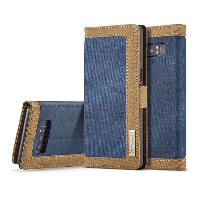 blue brown Для samsung Galaxy Note 9 Чехол-книжка роскошный автоматический адсорб кронштейн Джинсовый чехол для телефона samsung Galaxy Note 8 Coque - Цвет: blue brown