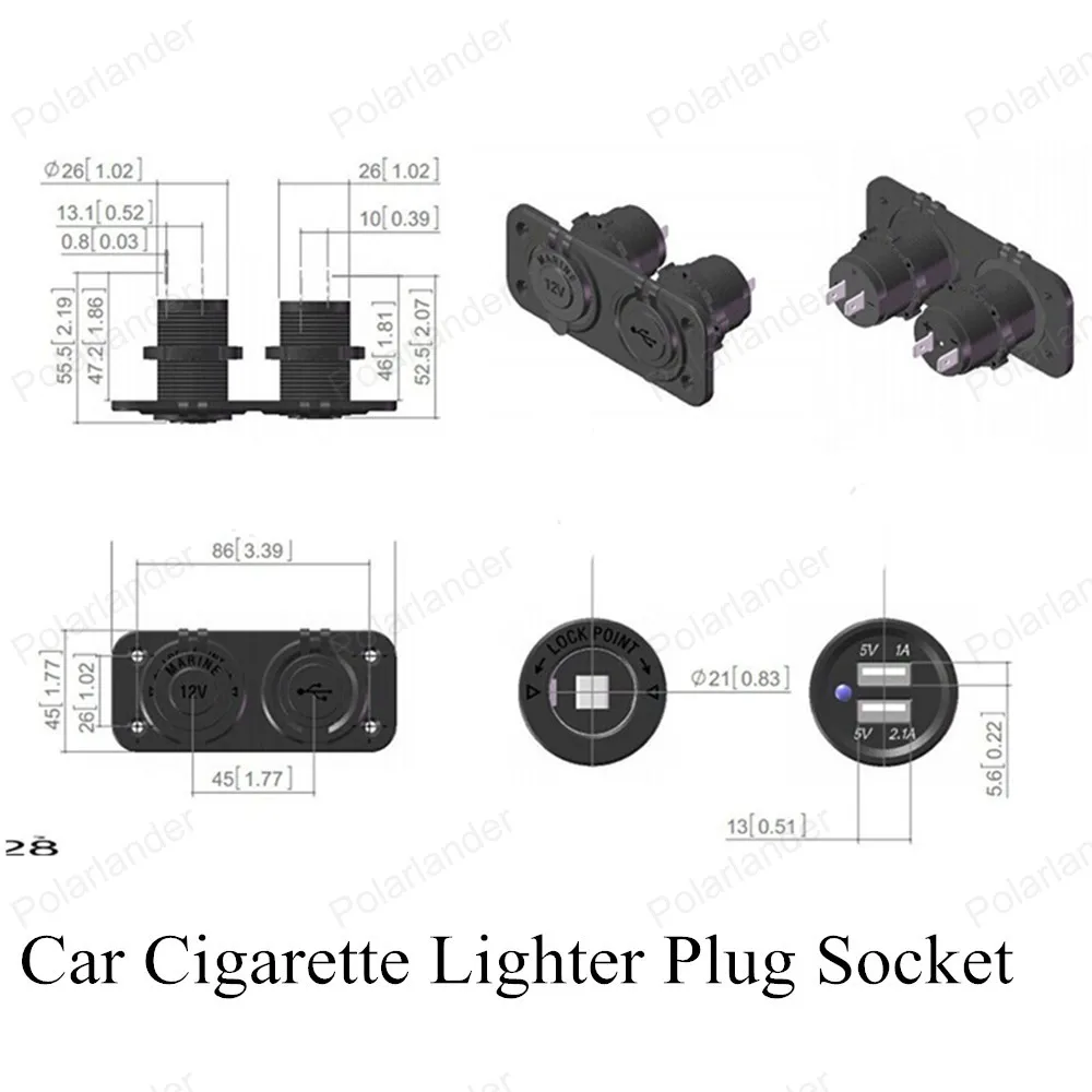 Автомобиль Прикуривателя Splitter Гнезда 12 В Аксессуар Двойной USB 2.1A 1A Адаптер Питания Зарядное Устройство