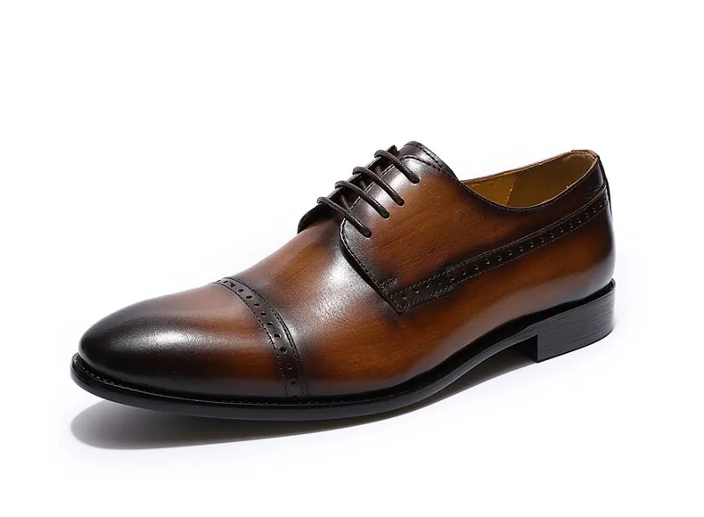 Felix CHU/Мужские броги с закругленным носком; туфли дерби; цвет черный, коричневый; мужские роскошные модельные туфли из натуральной кожи со шнуровкой; мужские туфли-оксфорды