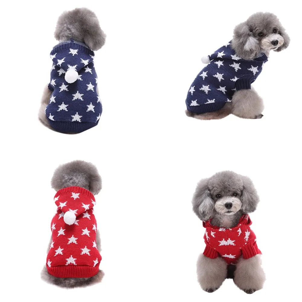 

Dog Clothing Pet Dog Cat Winter Warm Pentagram Hooded Sweater Coat Costume Apparel Winter Clothes For Small Dogs French Bulldog