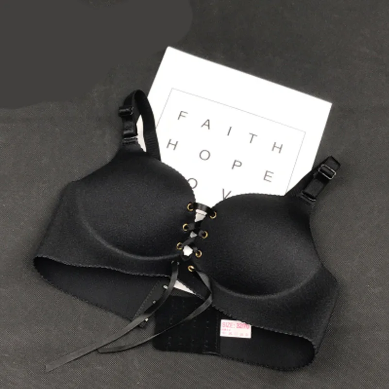 Seamless Small Breasts Duoble Cup Push Up Bra Sexy Belt Pull B Female