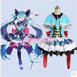 Vocaloid Hatsune Мику вечерние платье Хэллоуин Косплэй костюм женская одежда