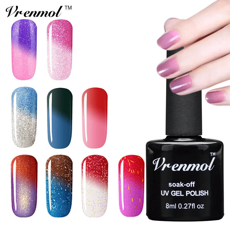 

Vrenmol 1pcs Soak Off UV Nail Gel Polish Mood Temperature Thermal Color Change Verniz Lacquer 29 Colorful Nail Gel