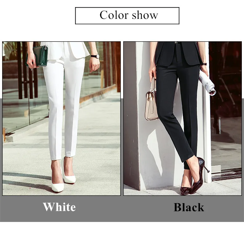 Модные женские брюки длиной до щиколотки размера плюс, строгие летние новые офисные женские узкие брюки-карандаш со средней талией, черные и белые