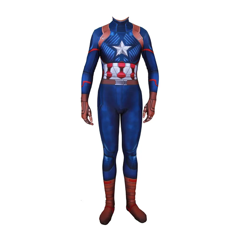 

Movie Avengers Endgame Zentai Captain America Costume Cosplay Adult Men Carnival Superhero Party Role Play Fancy Dress Jumpsuit