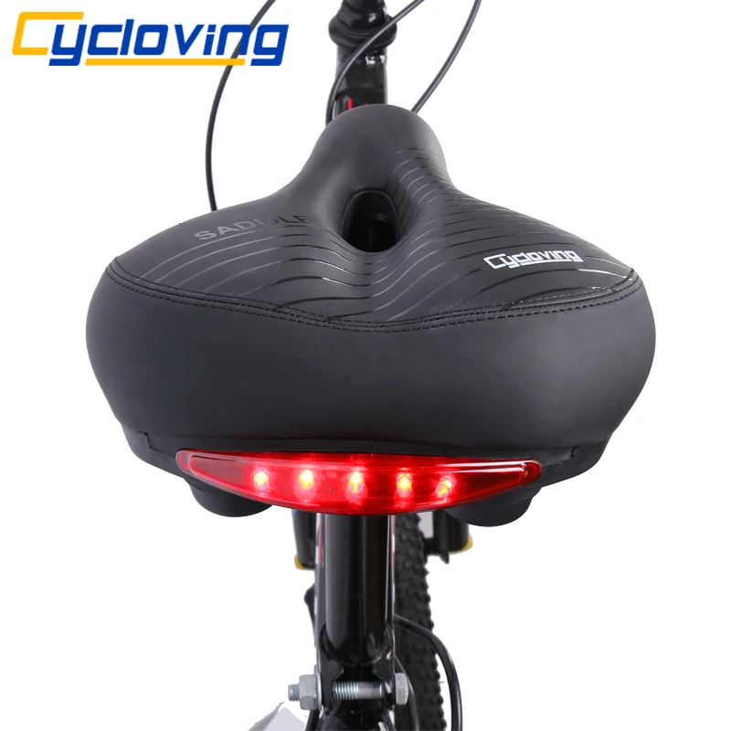 

Cycloving Bicycle Saddle Bike seat with Tail Light Thicken Widen Soft Comfortable Cycling MTB Bike Accessories seat