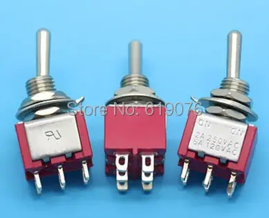 

100xMini Toggle Switch DPDT Double Pole Double Throw 2 Positions ON-ON 250VAC 2A 120VAC 5A MTS-202