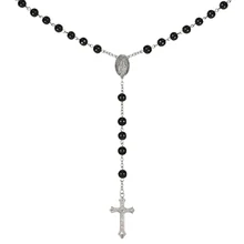GENBOLI Beckham Pingente Cruz Preto Rosário Beads Colar Mens Beckham Pingente Cruz Preto Rosário Beads Colar Longo(China)