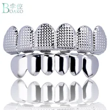 BOAKO мужской хип-хоп TeethGrillz Fang Топ снизу зубы Grillzs набор полых зубов Grillz рэппер ювелирные изделия золото серебро черная Роза