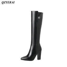 QZYERAI Winter warm fashion lady boots high heel patent leather womens shoes womens boots