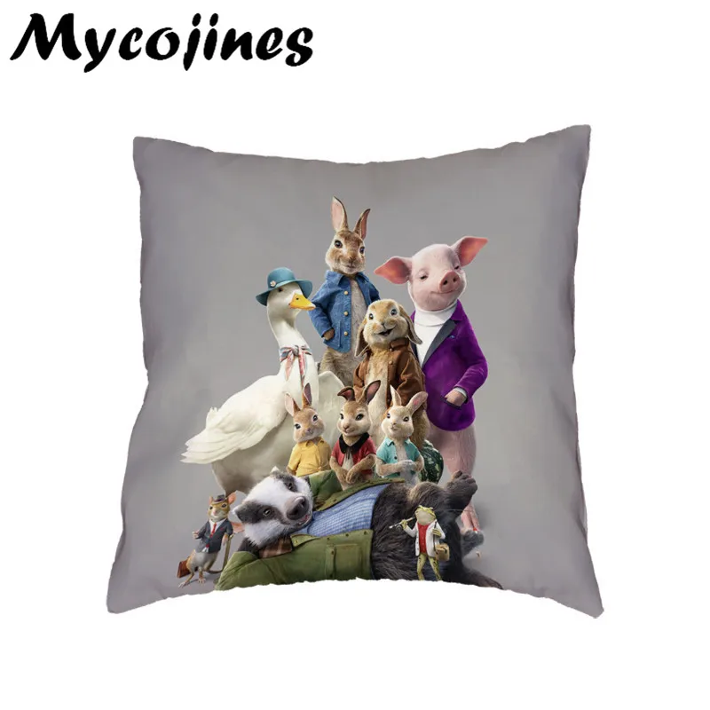 Peter Rabbit Family Cushion Cover Home Living Room Sofa Decorative Pillows Kid Holiday Cheap Gift White Polyester Pillowcase Peter Rabbit Family Cushion Cover Home Living Room Sofa Decorative Pillows Kid Holiday Cheap Gift White Polyester Pillowcase