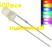 500 шт 3 мм Рассеянный свет RGB Радуга медленная мигающая вспышка Красного, зеленого и синего цвета светодиодный Светодиодный s