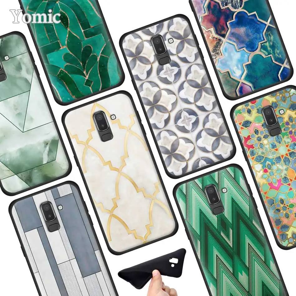 

Morocco Art Deco Tile Silicone Phone Case for Samsung Galaxy J8 J6 J4 Plus 2018 A50 A70 A80 S10 Plus S10e Case Cover