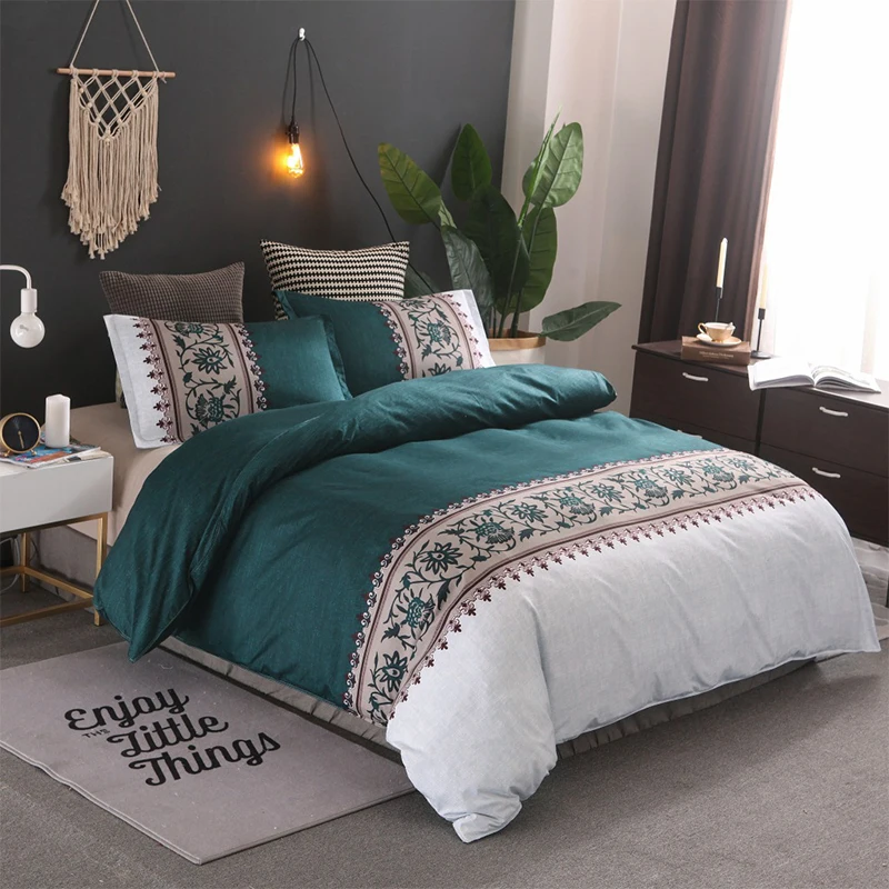 Home Textile Bed Simple Plain Color Pillowcase Duvet Cover Set