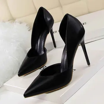 

Pointed Slip on Pumps Women Shoes Sexy Thin High Heels Side Cut-Outs Solid Color Party Wedding Dress Ladies Office Shoes ZWB142