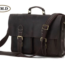 Augus Мужская мода из натуральной коровьей кожи темно-коричневый деловой портфель на плечо сумка специальный дизайн сумка для ноутбука 7105R