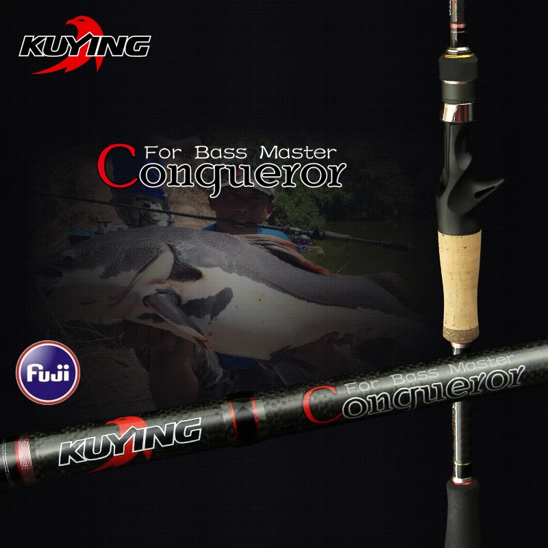 KUYING Conqueror 1.98m 2.0m 2.07m coulée à Action rapide filature canne à pêche leurre canne en carbone 2 Sections Bass Master Hard Soft