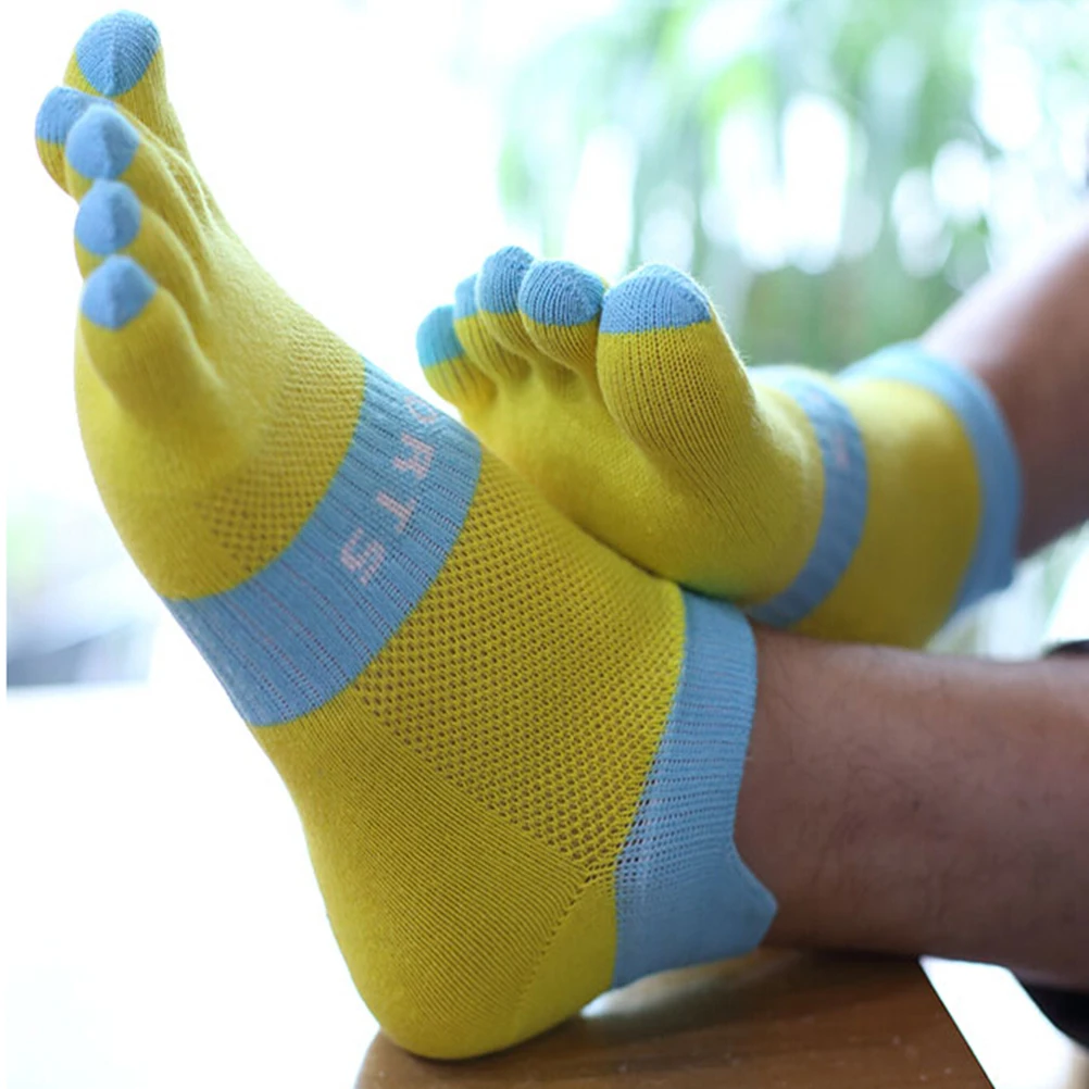 

Autumn Winter Men Five Finger Toe Socks short tube Mesh Spandex elasticity Breathable Polyester socks Flexible Moisture Women
