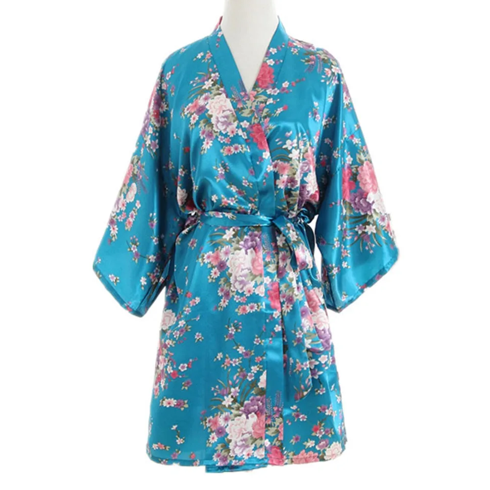 Детские халаты, имитированное шелковое соблазнительное кимоно, Цветочный, Восточный, вишневый принт, банный халат, бальное платье Nitght, нижнее белье, ночное белье